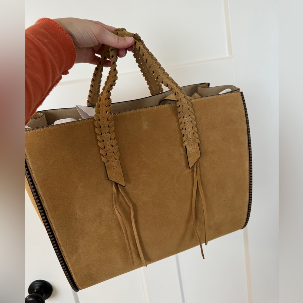 Freda Salvador Miko Tan Suede Tote Bag